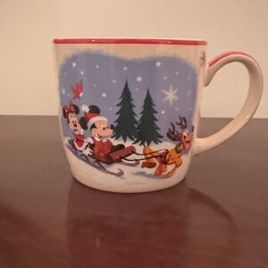 Disney Holiday Mug with Red Handle